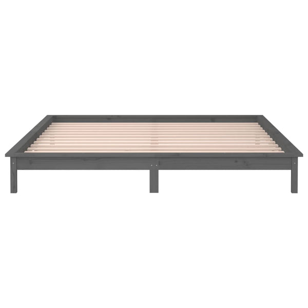 Massivholzbett Grau mit LEDs 140x190 cm