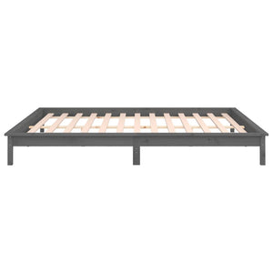Massivholzbett Grau mit LEDs 140x190 cm