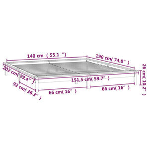 Massivholzbett mit LED Honigbraun 140x190 cm