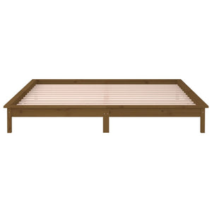 Massivholzbett mit LED Honigbraun 140x190 cm