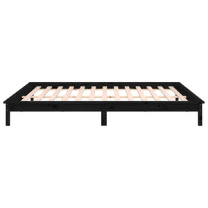 Massivholzbett mit LEDs Schwarz 140x190 cm