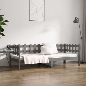 Graues Tagesbett 80x200 cm Kiefer Massivholz