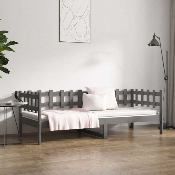 Graues Tagesbett 80x200 cm Kiefer Massivholz