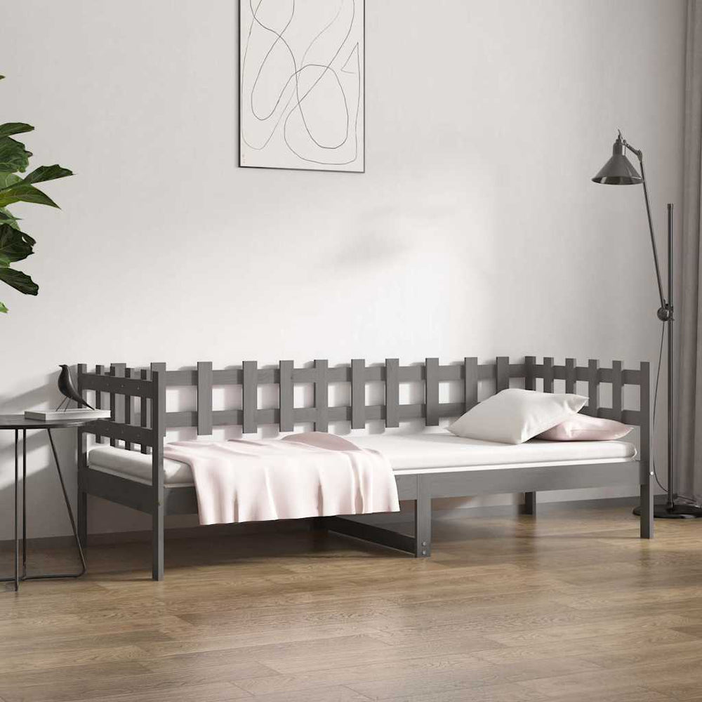 Graues Tagesbett 80x200 cm Kiefer Massivholz