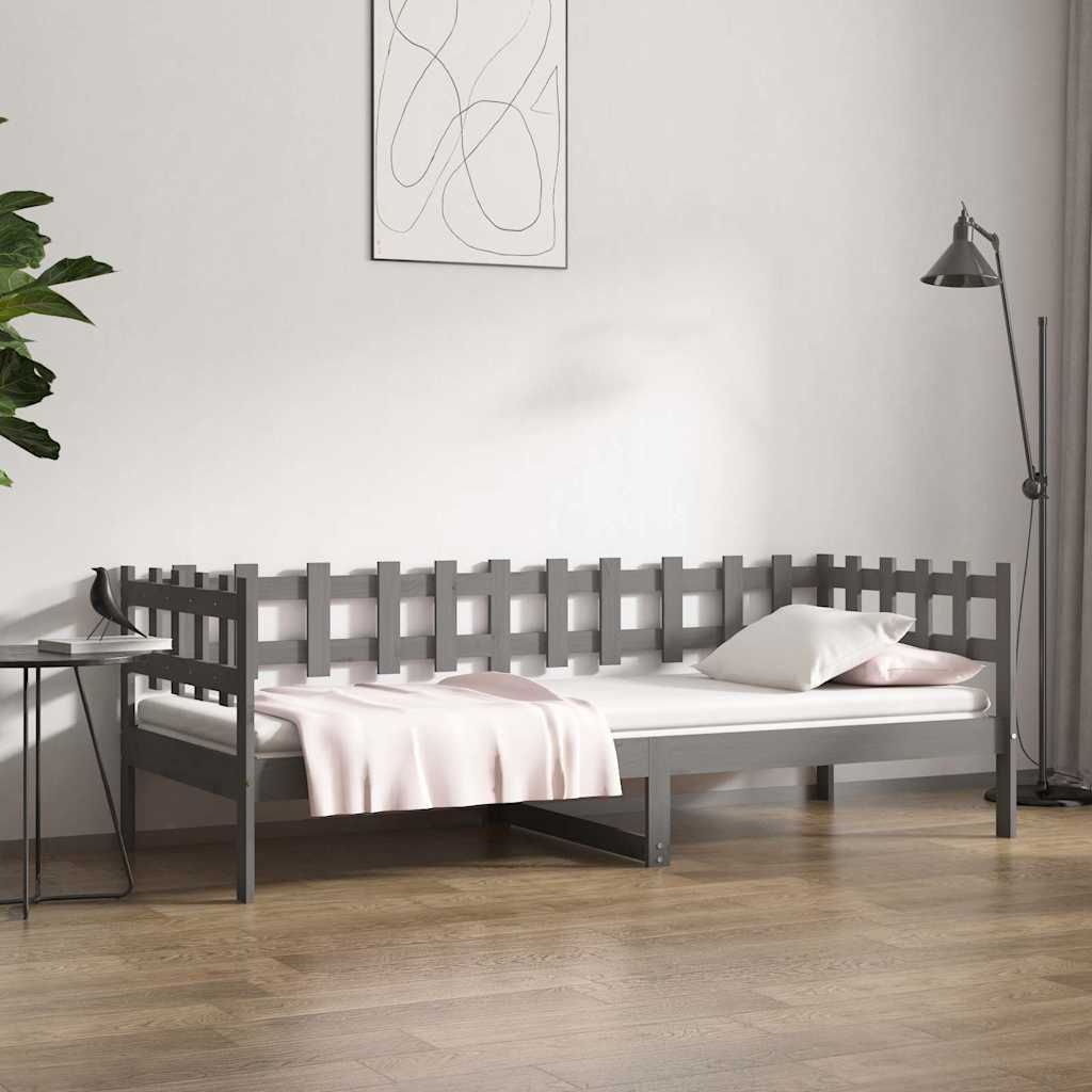 Graues Tagesbett 80x200 cm Kiefer Massivholz