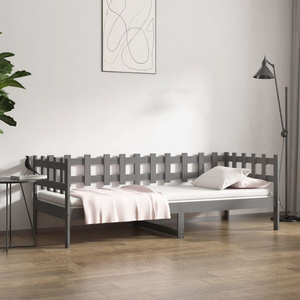 Tagesbett Grau 90x200 cm Kiefer Massivholz