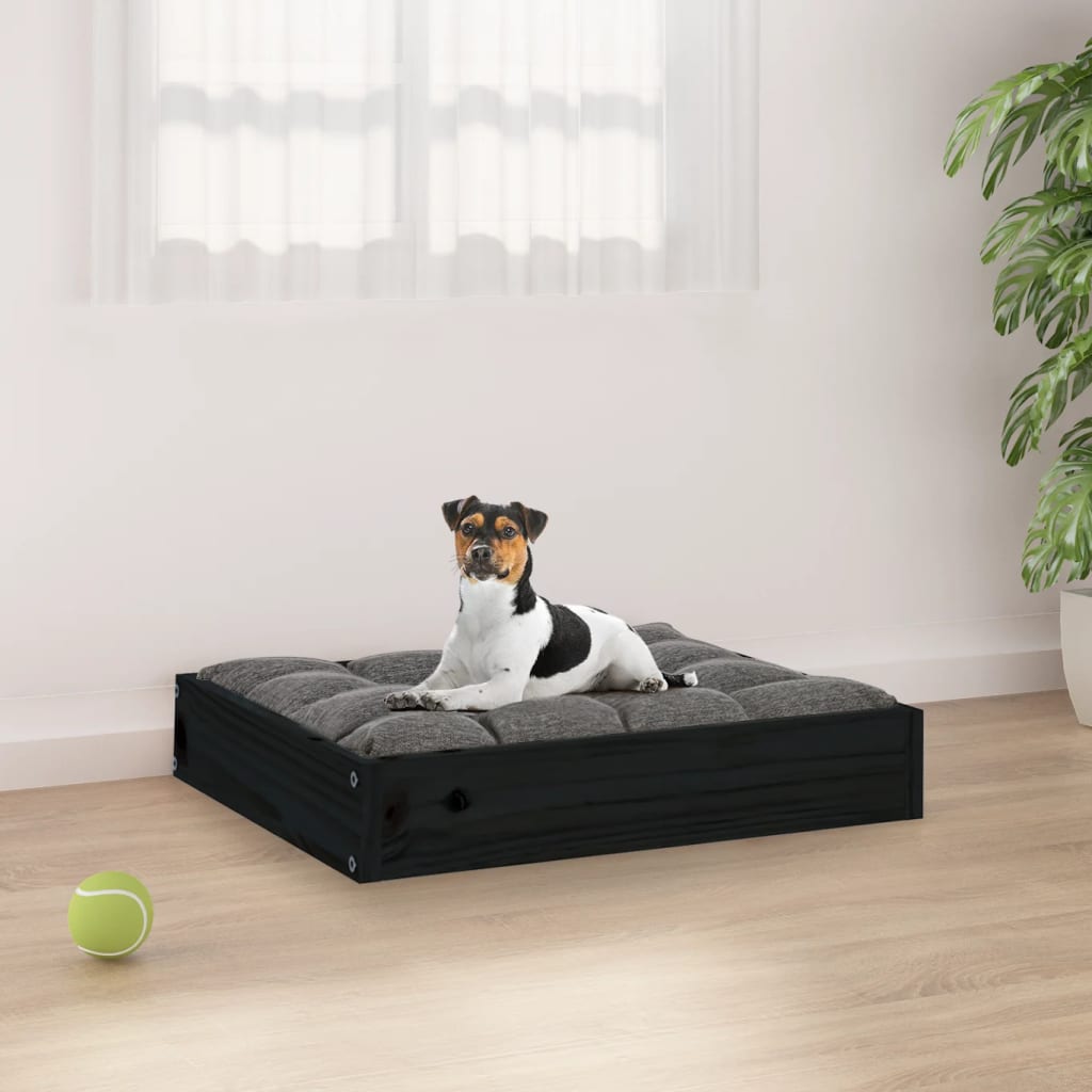 Schwarzes Hundebett aus Kiefernholz, 51,5x44 cm
