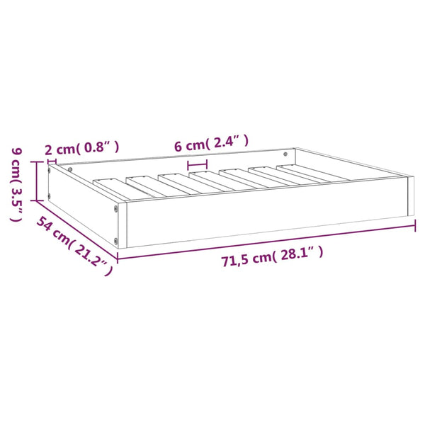 Hundebett Weiß Kiefernholz 71,5x54 cm