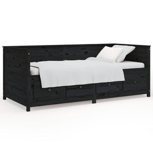 Schwarzes Tagesbett 90x200 cm Kiefer Massivholz