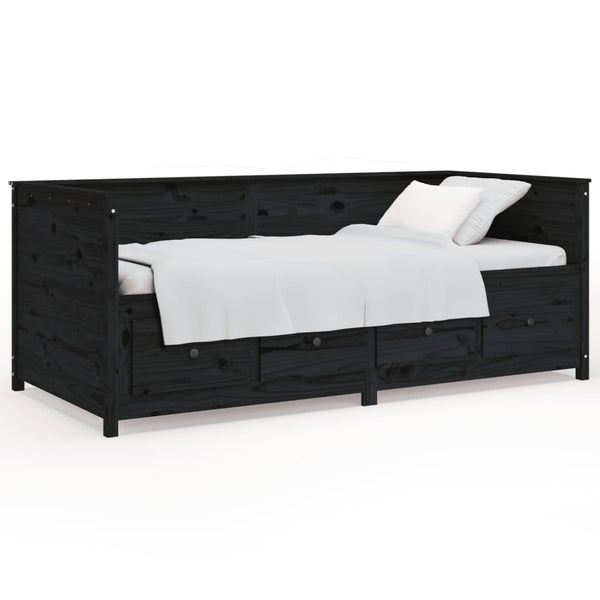 Schwarzes Tagesbett 90x200 cm Kiefer Massivholz
