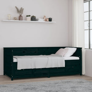 Schwarzes Tagesbett 90x200 cm Kiefer Massivholz