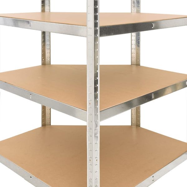 Eckregal mit 4 Böden Silbern Stahl & Holzwerkstoff