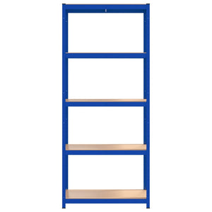 Regale mit 5 Böden 3 Stk. Blau Stahl & Holzwerkstoff