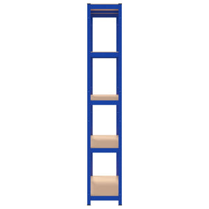 Regale mit 5 Böden 3 Stk. Blau Stahl & Holzwerkstoff
