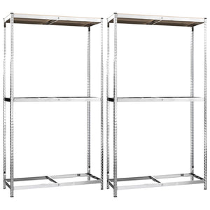 Reifenregale mit 2 Böden 2 Stk. Silbern 110x40x180 cm Stahl