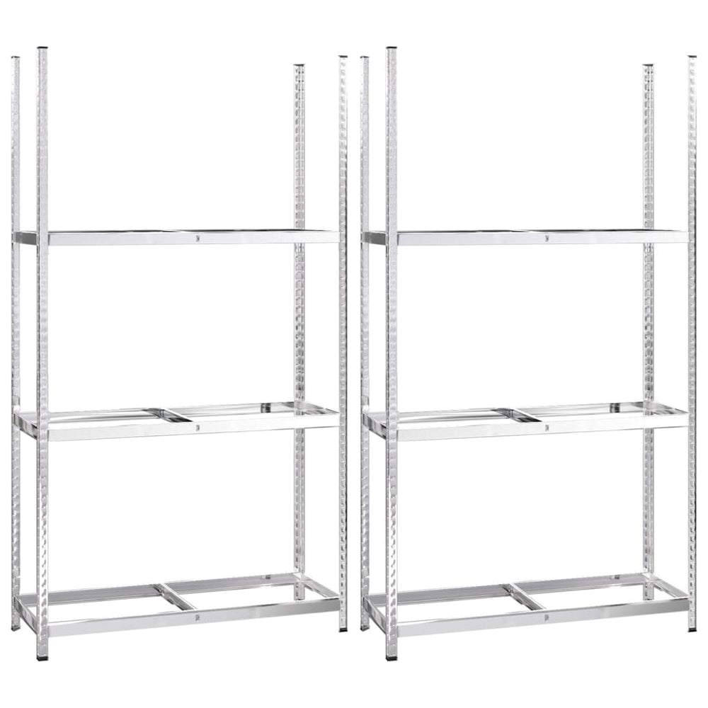 Reifenregale mit 3 Böden 2 Stk. Silbern 110x40x200 cm Stahl