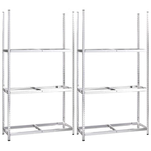 Reifenregale mit 3 Böden 2 Stk. Silbern 110x40x200 cm Stahl