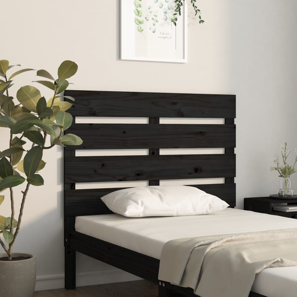 Schwarzes Bett Kopfteil 100 cm Kiefer Massivholz