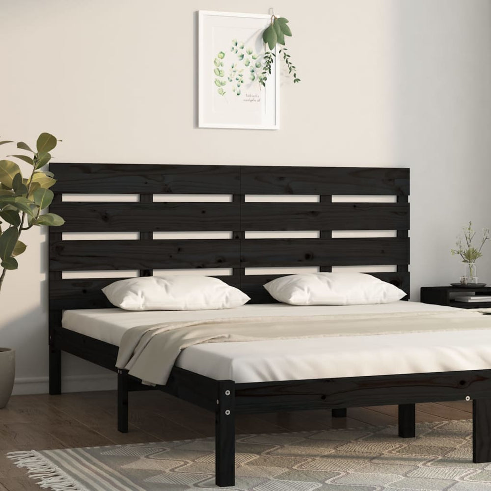 Schwarzes Kopfteil 180 cm Kiefer Massivholz