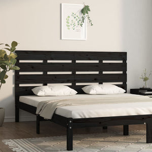 Schwarzes Kopfteil 180 cm Kiefer Massivholz