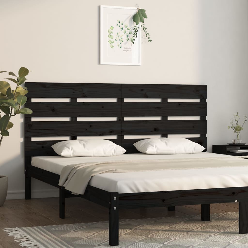 Schwarzes Kopfteil 180 cm Kiefer Massivholz