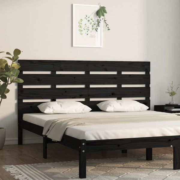 Schwarzes Kopfteil 180 cm Kiefer Massivholz