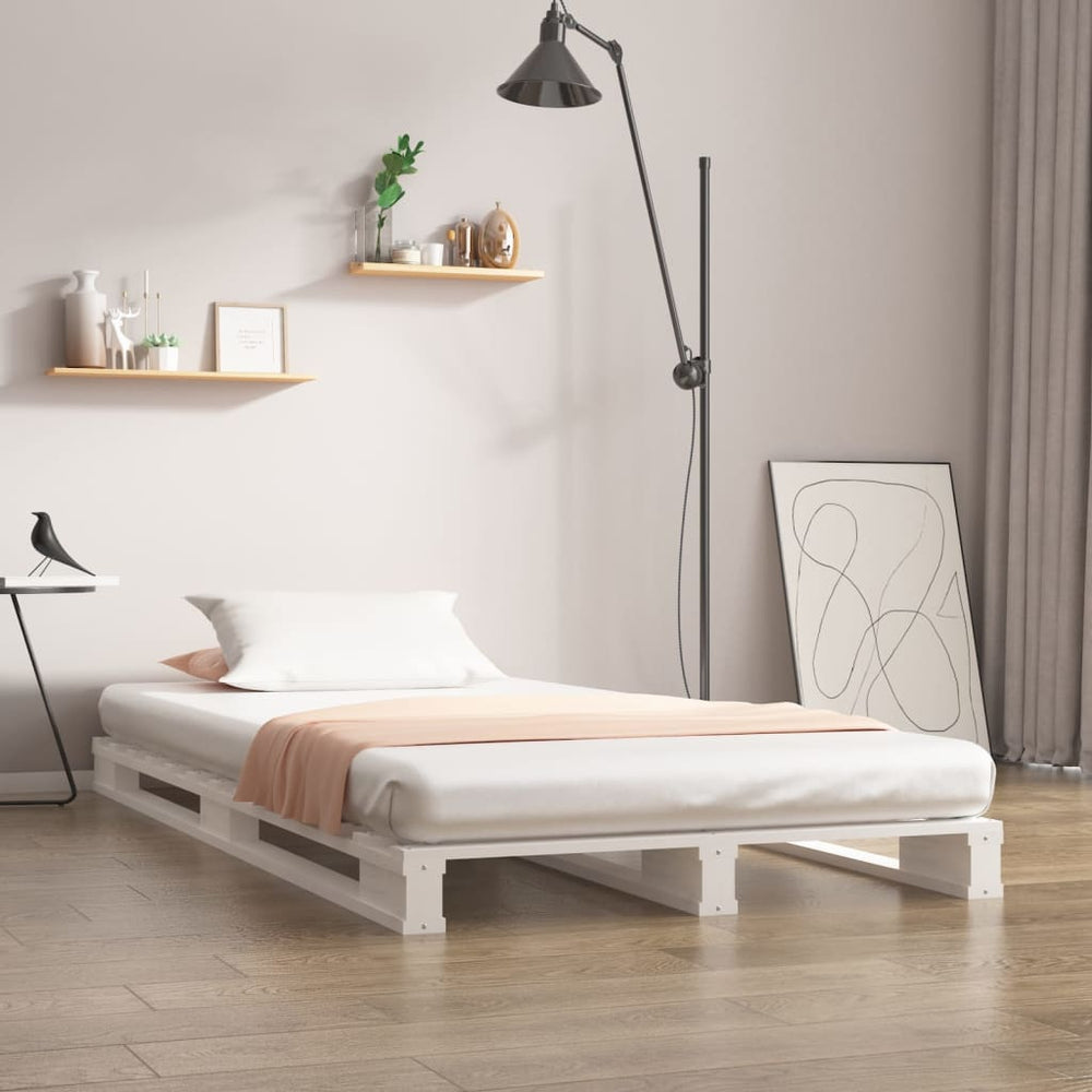 vidaXL Lit palette blanc 90x200 cm en pin massif