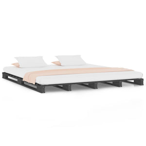 Graues Palettenbett 150x200 cm Massivholz