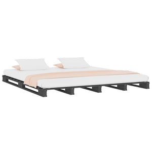 Graues Palettenbett 150x200 cm Massivholz