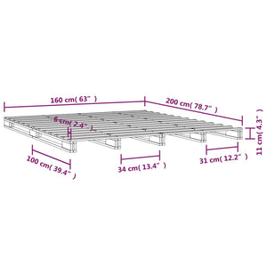 vidaXL Lit palette blanc 160x200 cm Bois de pin massif