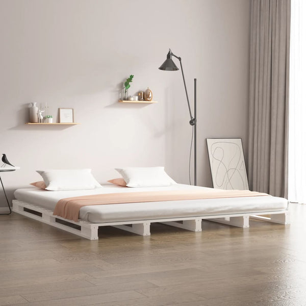 vidaXL Lit palette blanc 160x200 cm Bois de pin massif