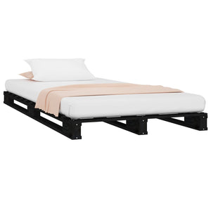 Schwarzes Palettenbett 75x190 cm Kiefer massiv