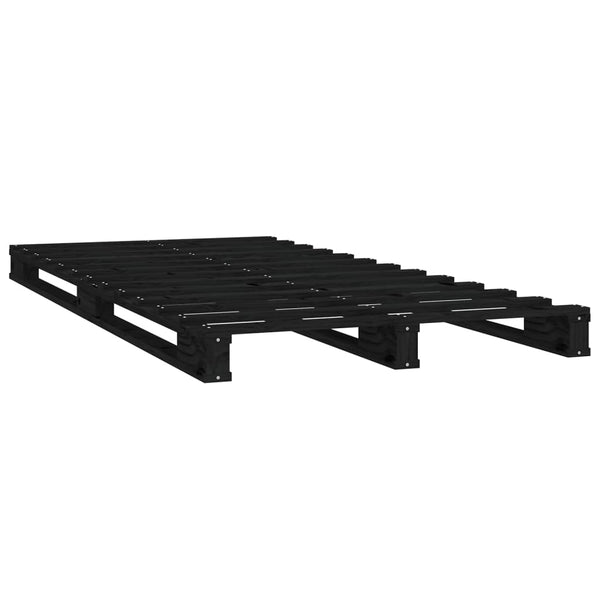 Schwarzes Palettenbett 75x190 cm Kiefer massiv