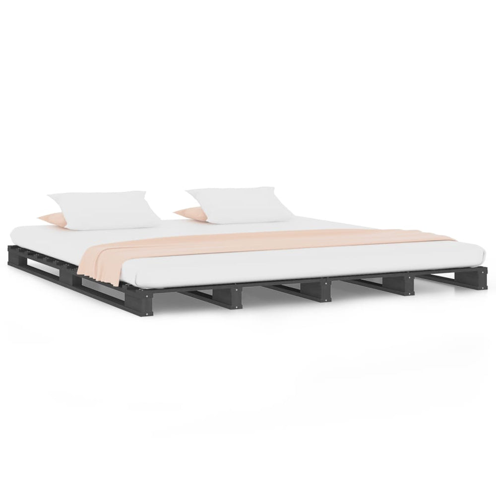 vidaXL Lit palette gris 120x190 cm Bois de pin massif