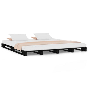 Schwarzes Palettenbett 120x190 cm Kiefer Massivholz