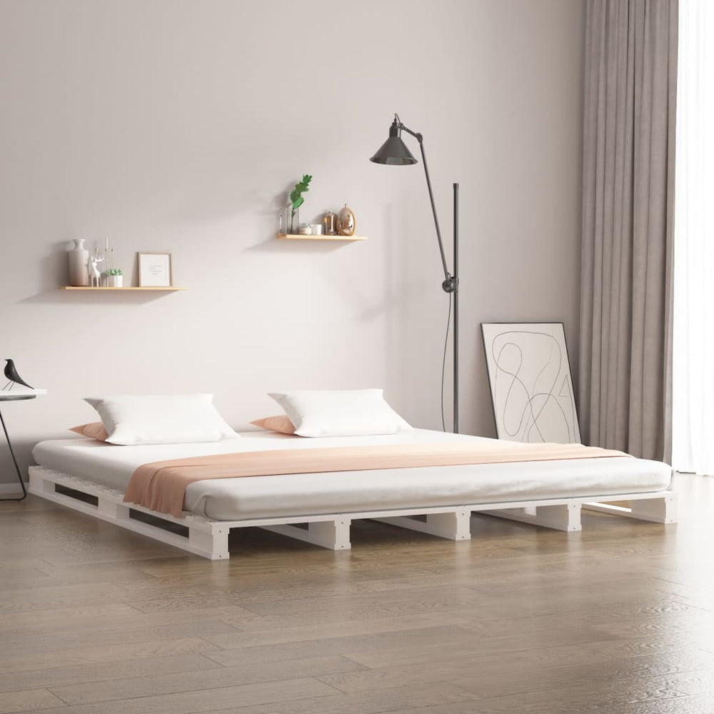vidaXL Lit palette blanc 140x190 cm en pin massif