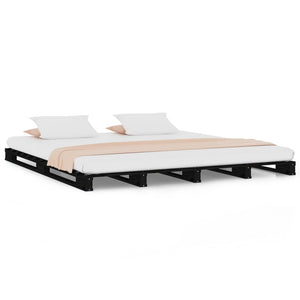 Schwarzes Palettenbett 140x190 cm Kiefernholz