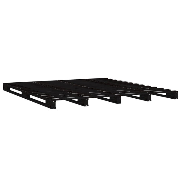 Schwarzes Palettenbett 140x190 cm Kiefernholz