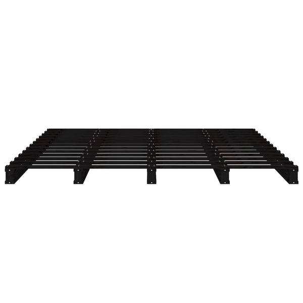 Schwarzes Palettenbett 140x190 cm Kiefernholz
