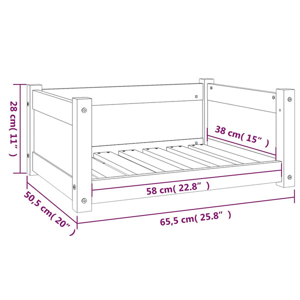 Hundebett aus Kiefernholz, 65,5x50,5x28cm