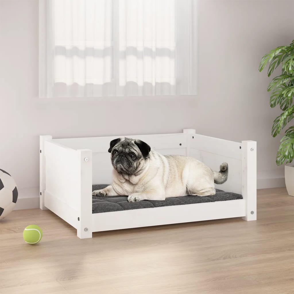 Weißes Hundebett aus Kiefernholz, 65,5 cm