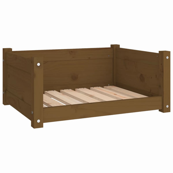 Hundebett Honigbraun Kiefer Massivholz 65,5x50,5 cm