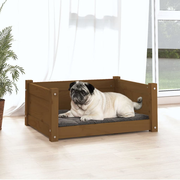 Hundebett Honigbraun Kiefer Massivholz 65,5x50,5 cm