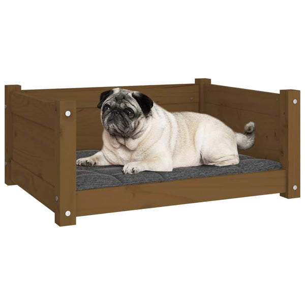 Hundebett Honigbraun Kiefer Massivholz 65,5x50,5 cm