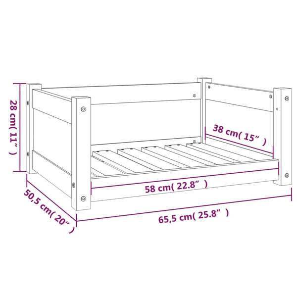 Hundebett Honigbraun Kiefer Massivholz 65,5x50,5 cm