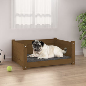 Hundebett Honigbraun Kiefer Massivholz 65,5x50,5 cm