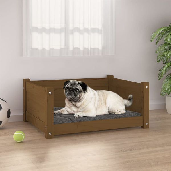 Hundebett Honigbraun Kiefer Massivholz 65,5x50,5 cm