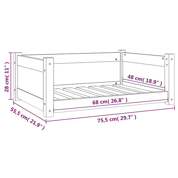 Hundebett Kiefernholz 75,5x55,5x28cm