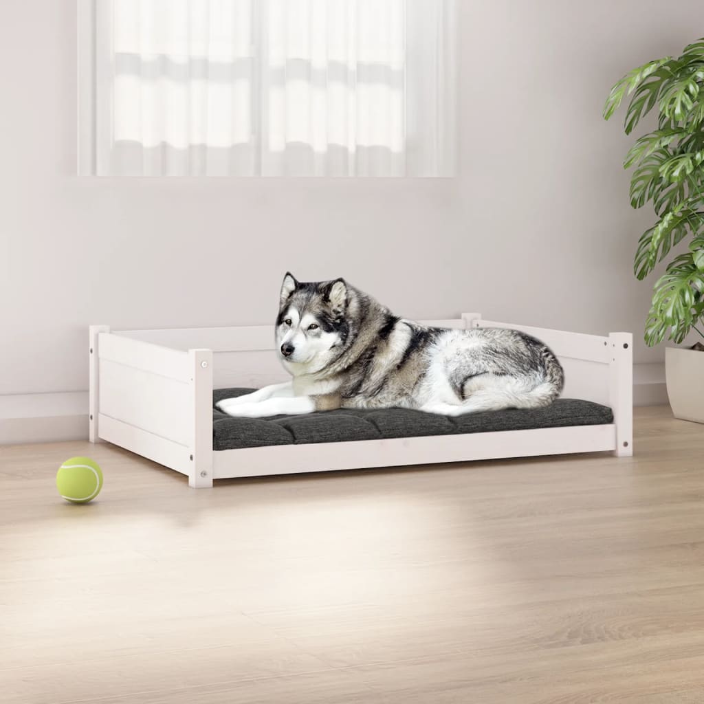 Weißes Hundebett aus Kiefernholz, 105,5 cm