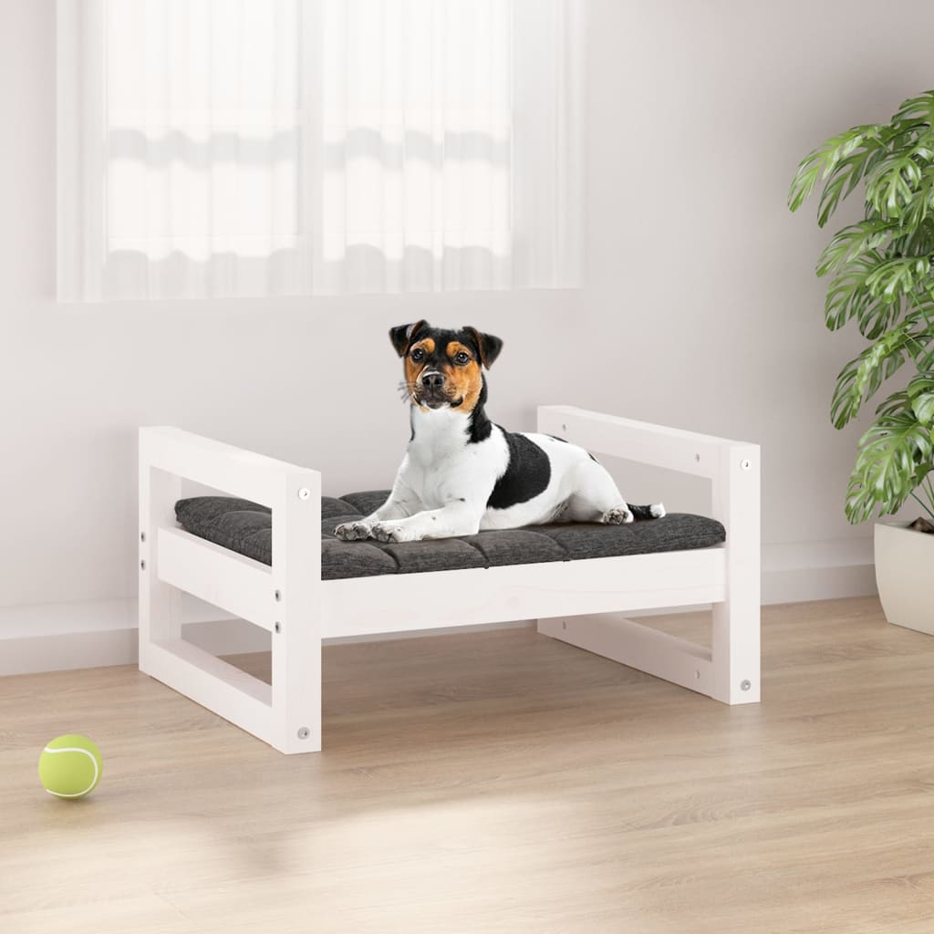 Weißes Hundebett Kiefer Massivholz 55,5x45,5 cm